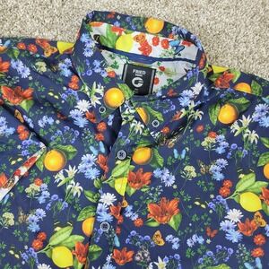 Fried Denim Mens Large Multicolor AOP Floral Performance Button Down SS